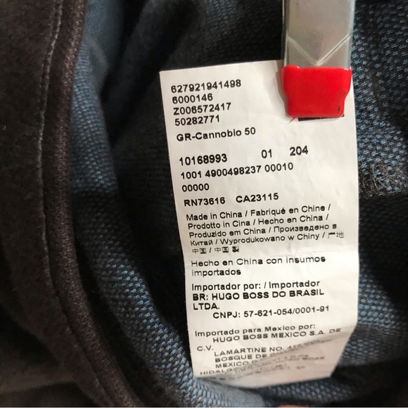 Hugo Boss Cannobio Cotton Full Zip Sweater Jacket Mock Neck Brown Herringbone XL - Picture 13 of 15